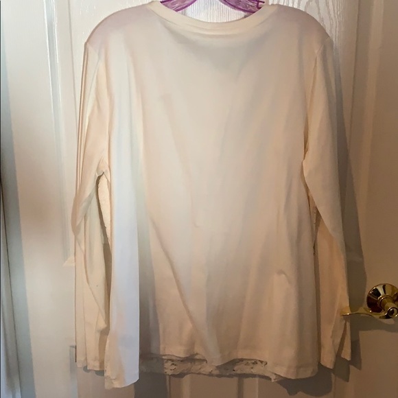 🔥3/$10 Laura Scott XL cream lace front shirt - Picture 4 of 6
